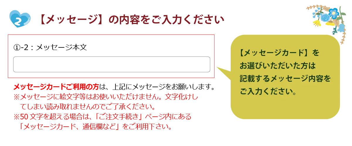 ２．【メッセージ】の内容をご入力ください。